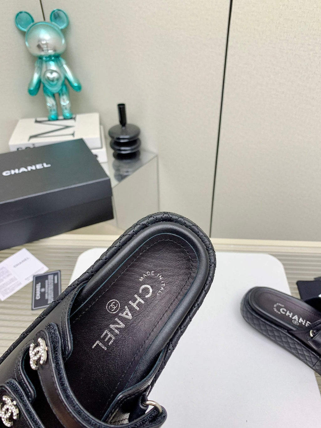 DAD SANDALS 3 STRAPS IN BLACK CALFSKIN