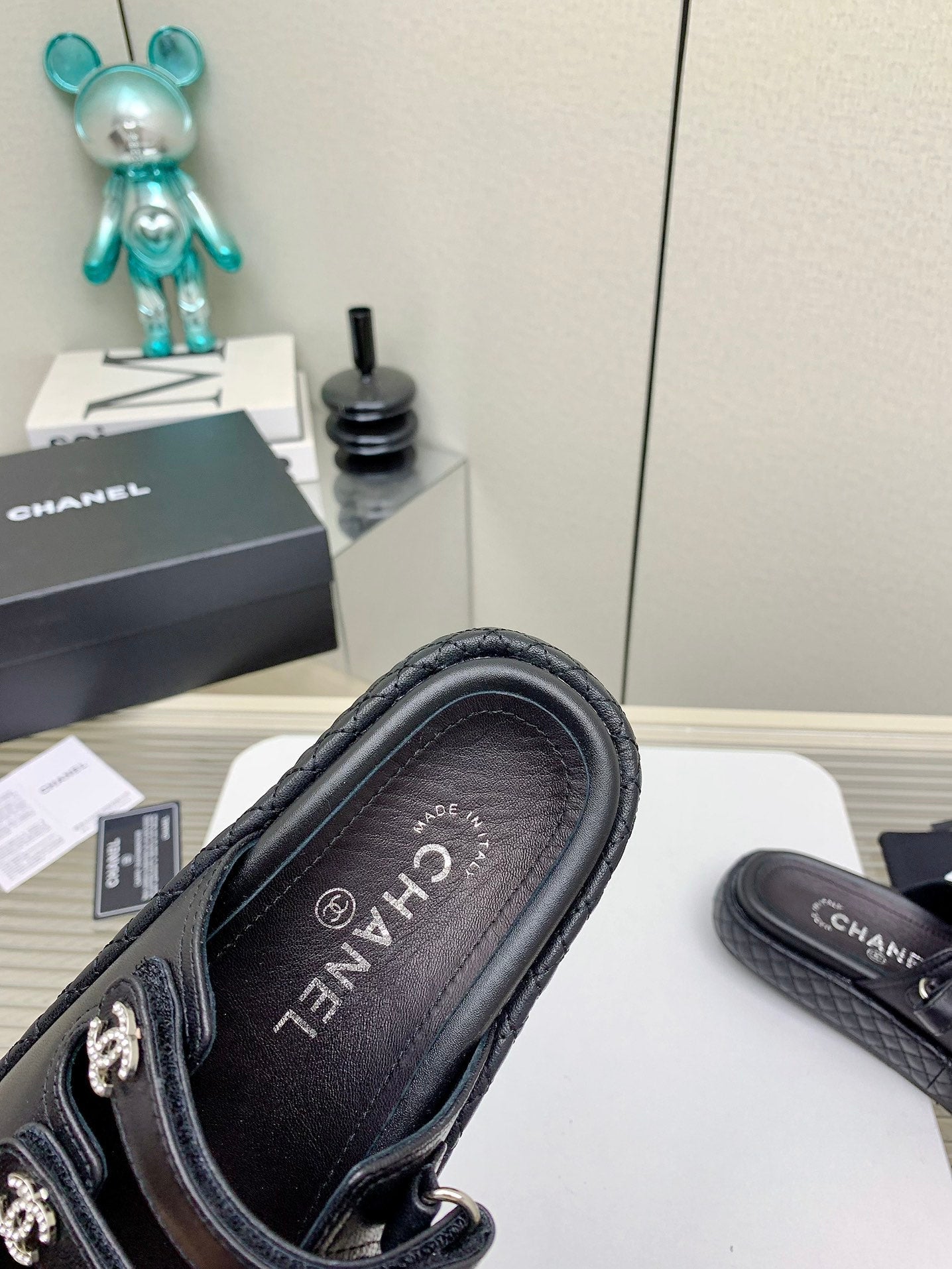DAD SANDALS 3 STRAPS IN BLACK CALFSKIN