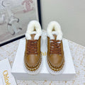 CHLOÉ 26S WEDGE SOLE SNEAKERS IN BROWN CALFSKIN