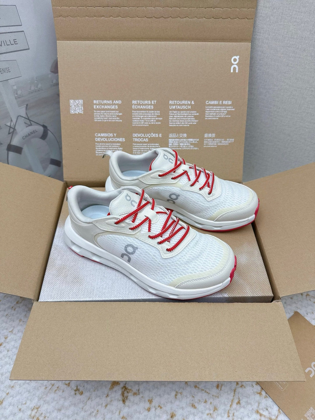 LOEWE 26S ON CLOUDTILT SHOES IN WHITE AND RED MESH