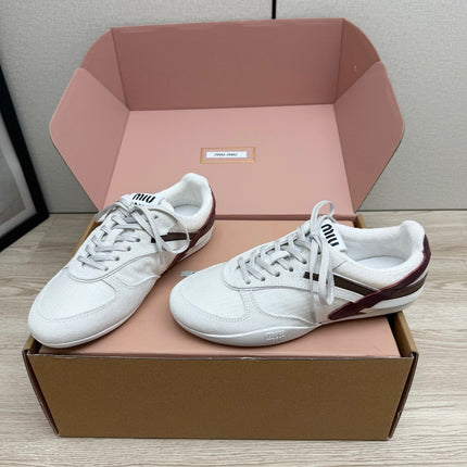 MIUMIU 26S SNEAKERS IN WHITE FABRIC AND SUEDE STYLE 13