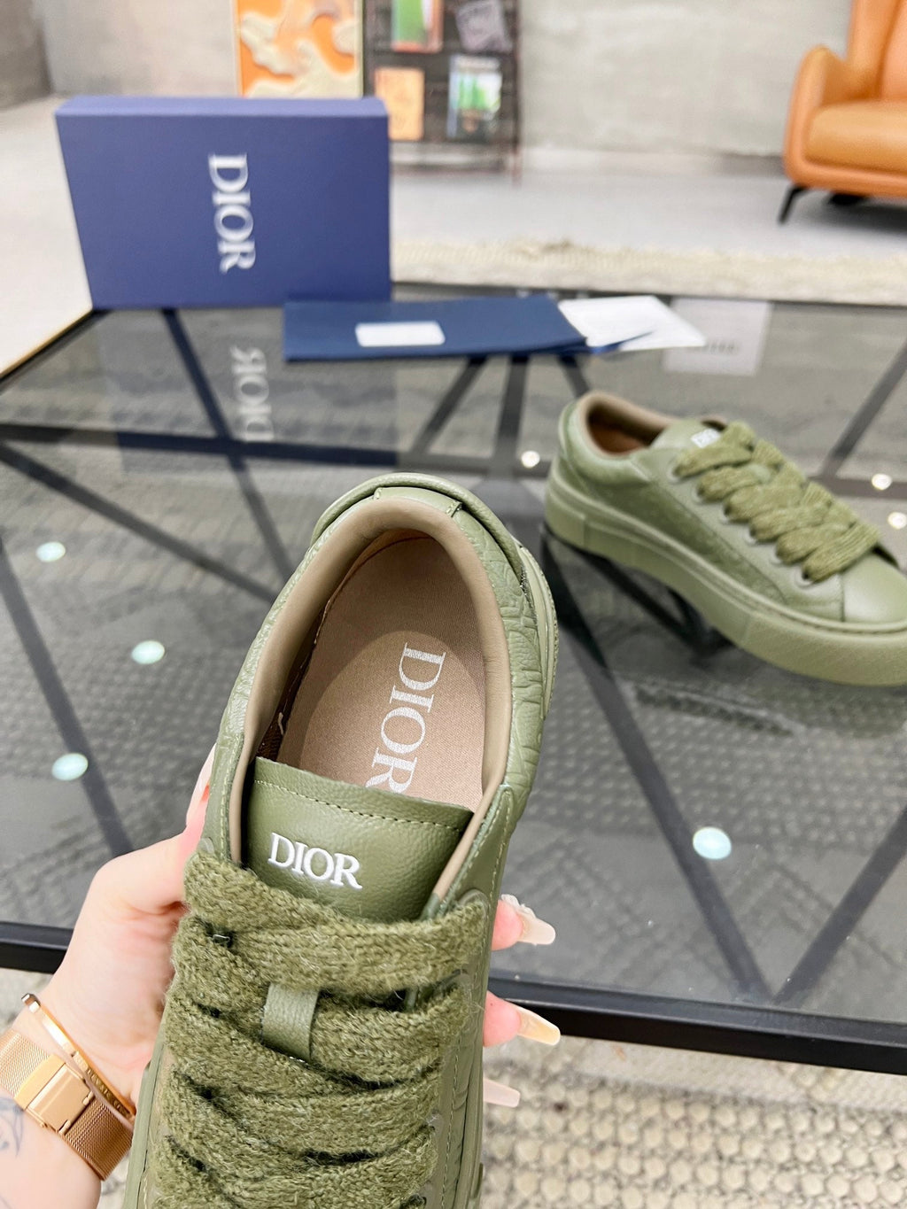 CD B33 SNEAKER PICKLE EMBOSSED CALFSKIN