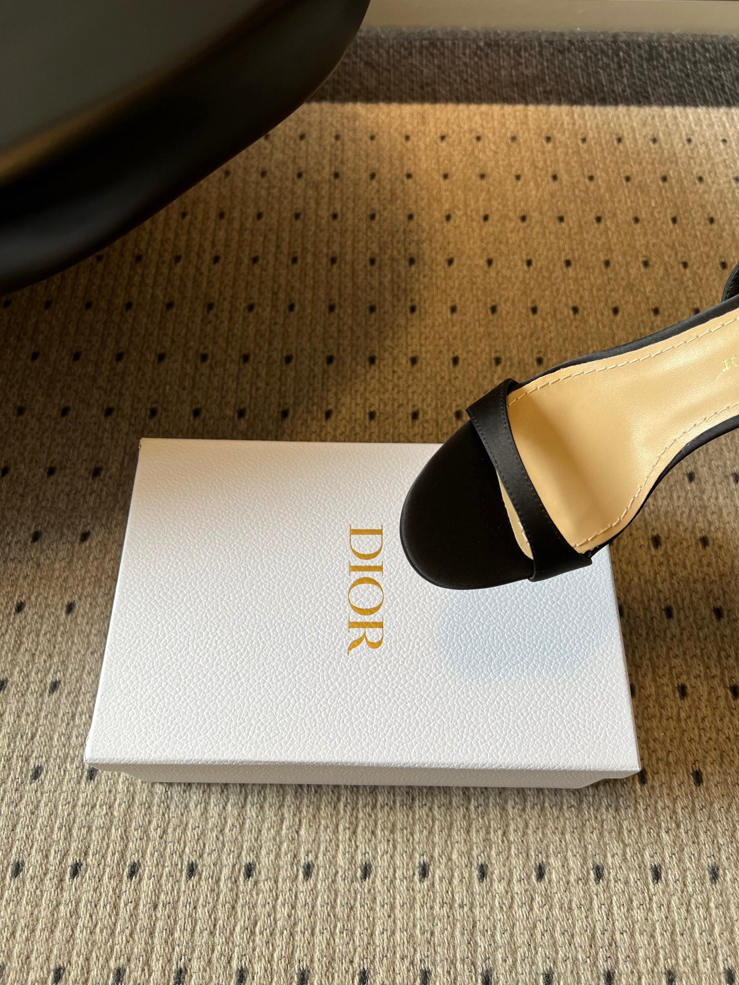 DIOR 26S CRYSTAL HIGH-HEEL SANDALS 80 MM IN BLACK LAMBSKIN AND FABRIC