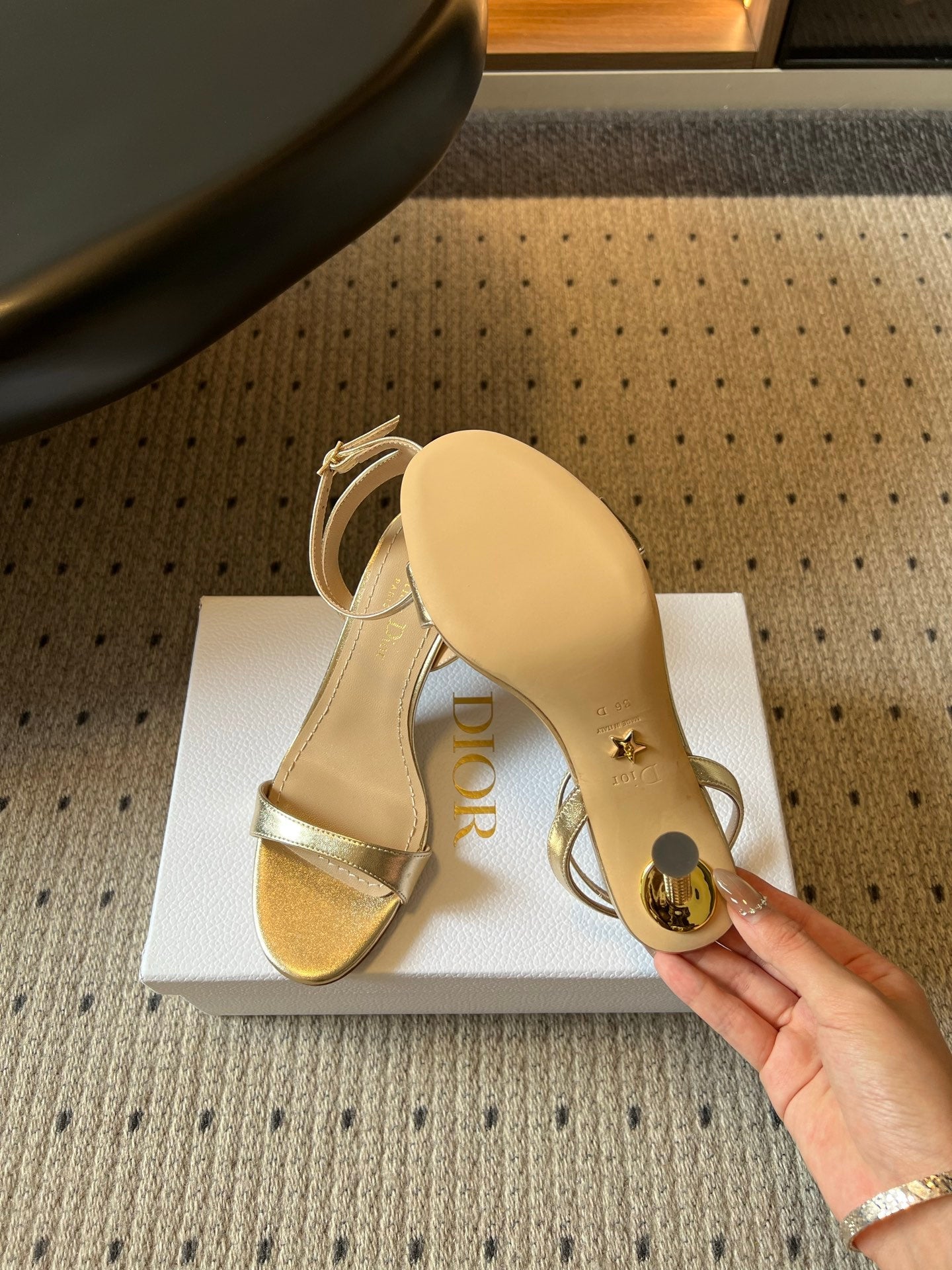 DIOR 26S CRYSTAL HIGH-HEEL SANDALS 80 MM IN GOLD LAMBSKIN