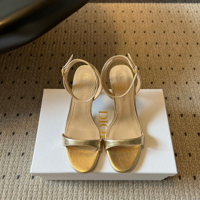 DIOR 26S CRYSTAL HIGH-HEEL SANDALS 80 MM IN GOLD LAMBSKIN