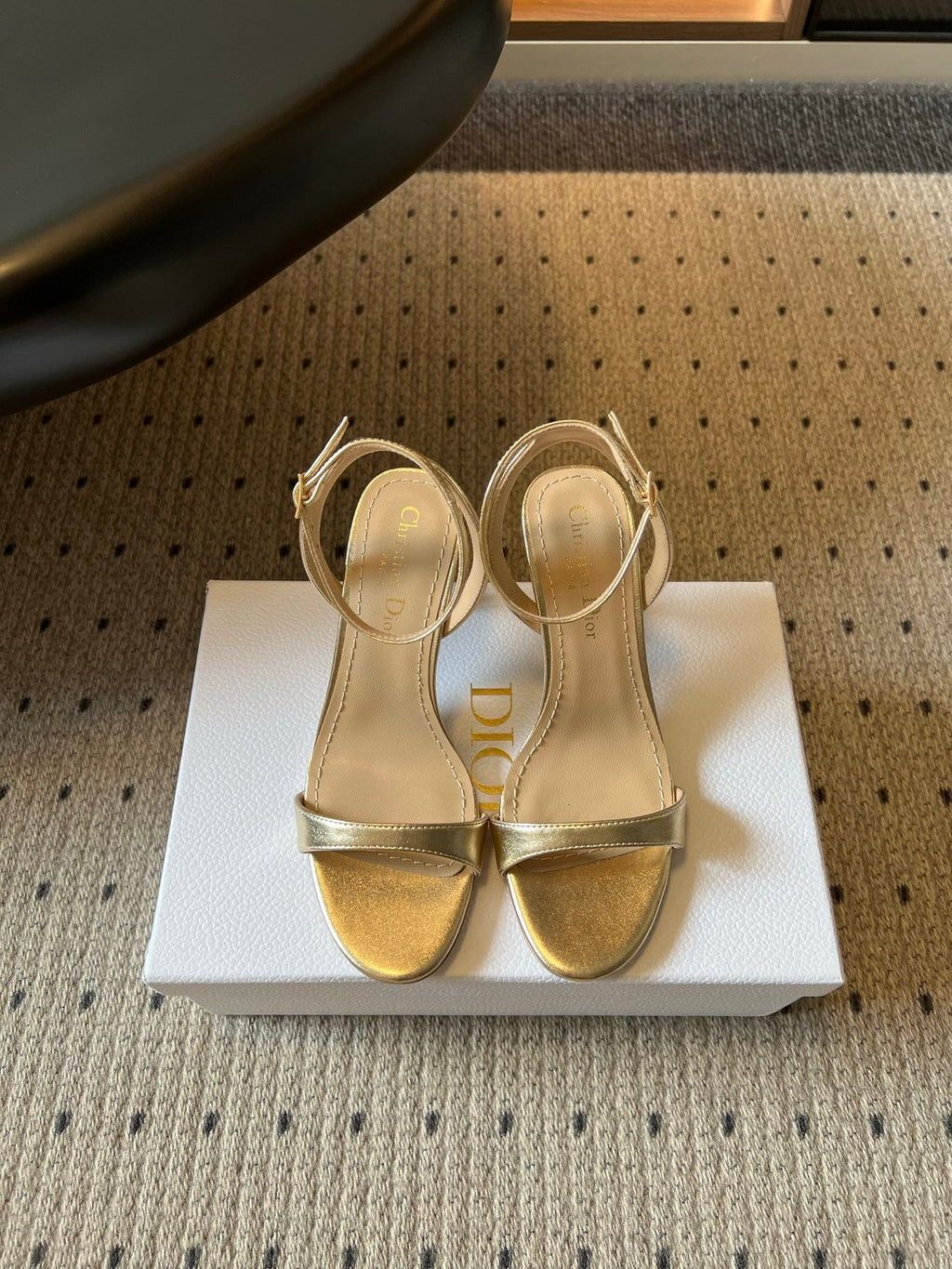 DIOR 26S CRYSTAL HIGH-HEEL SANDALS 80 MM IN GOLD LAMBSKIN
