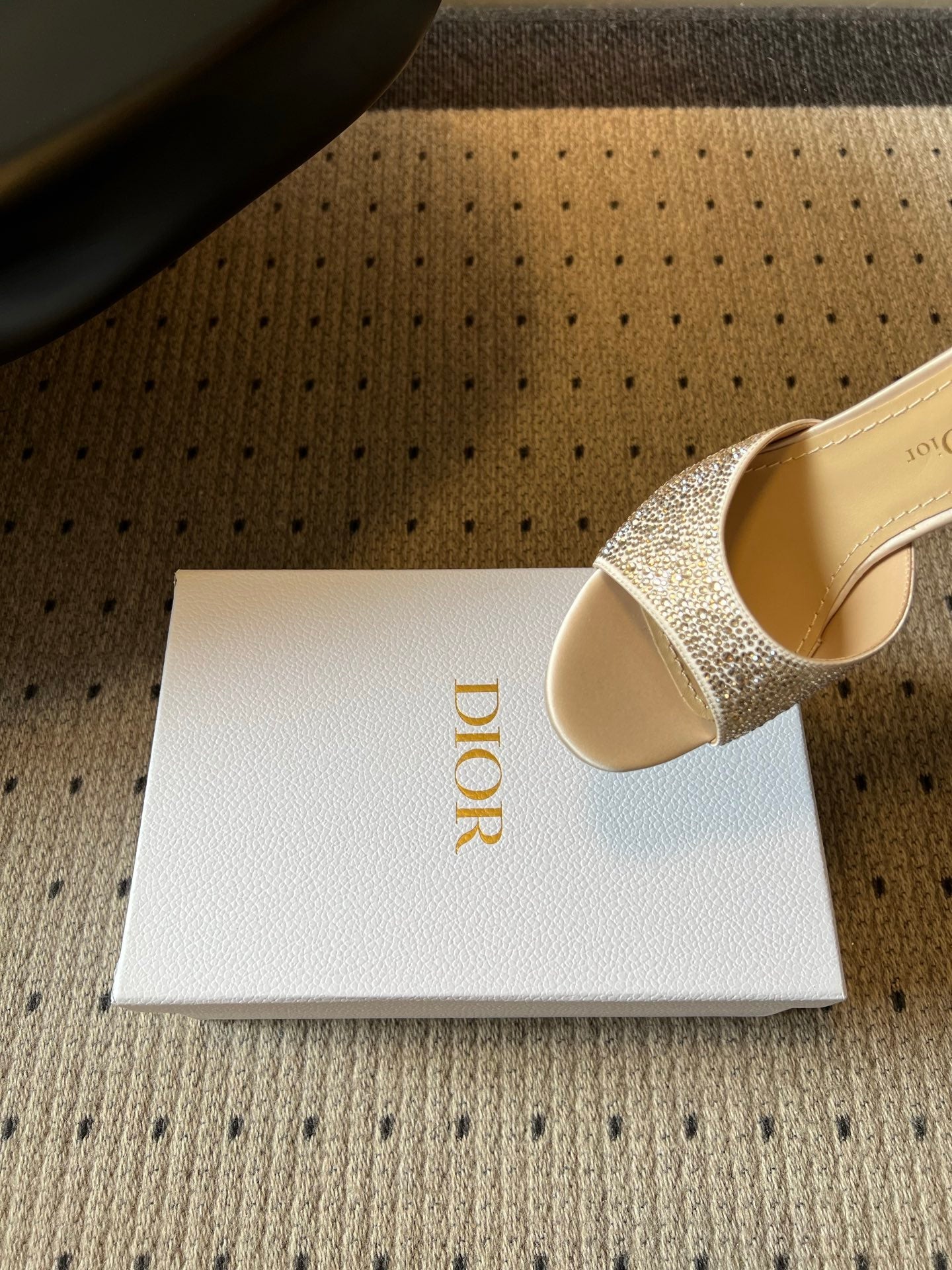DIOR 26S HIGH-HEEL SANDALS 80 MM IN BEIGE CRYSTAL-EMBELLISHED AND LAMBSKIN