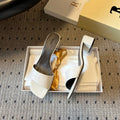 THE ROW 26S SQUARE TOE SLIDE SANDALS 50MM IN WHITE CALFSKIN