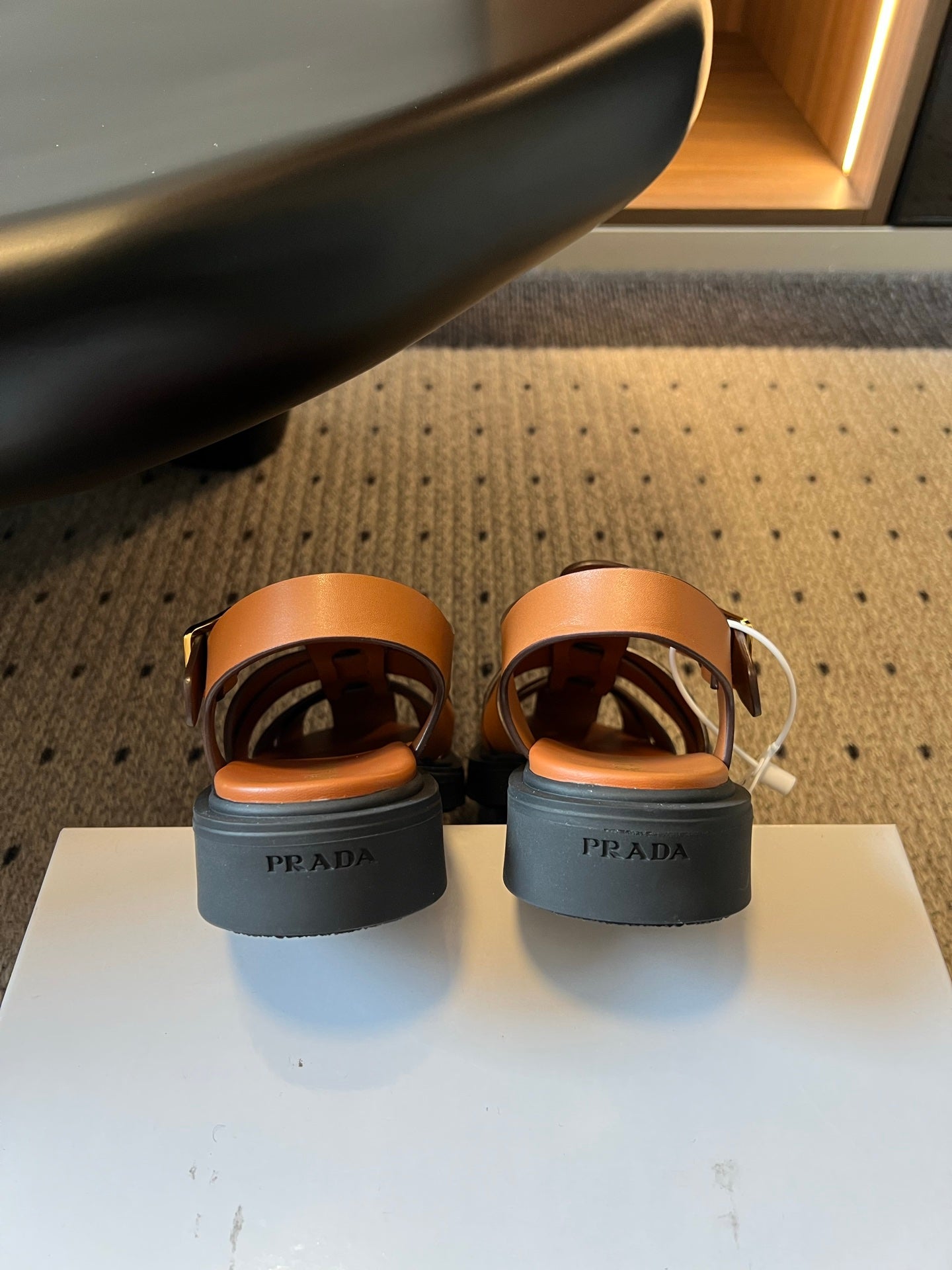 PRADA 26S ANKLE STRAP FISHERMAN SANDALS IN BROWN CALFSKIN
