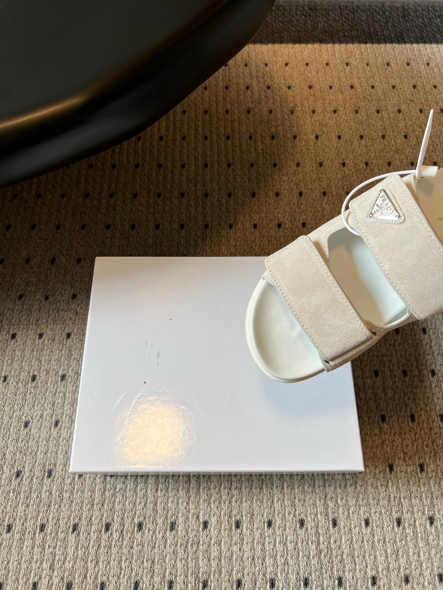 PRADA 26S DOUBLE STRAP SLIDES 35MM IN IVORY WHITE SUEDE