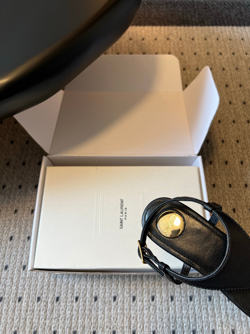 YSL 26S WIDE-STRAP THONG SANDALS IN BLACK CALFSKIN