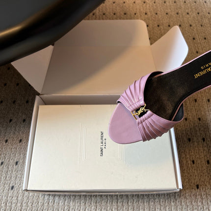 YSL 26S BABYLONE FLAT MULES IN LIGHT PURPLE LAMBSKIN