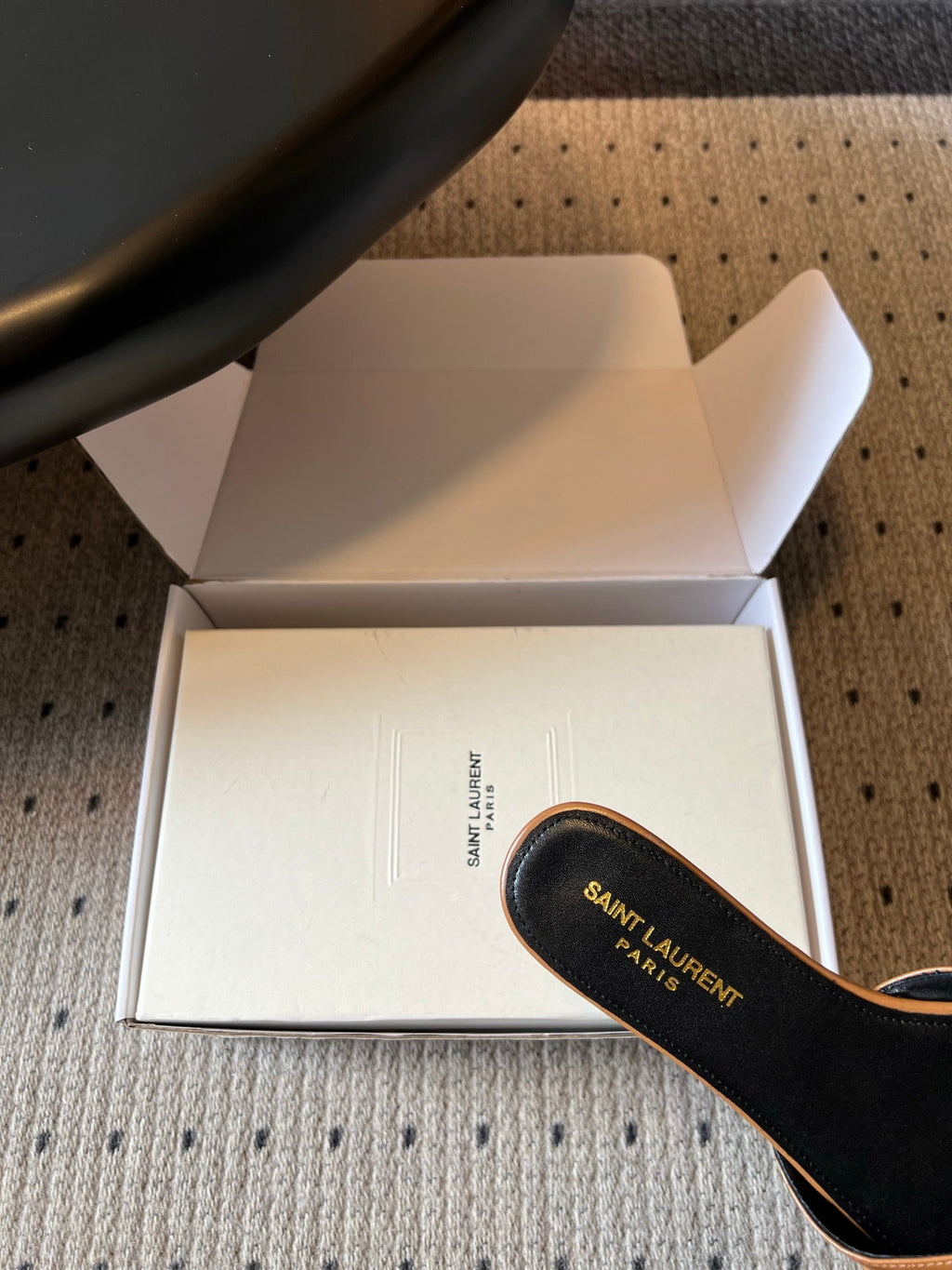 YSL 26S BABYLONE FLAT MULES IN BROWN LAMBSKIN