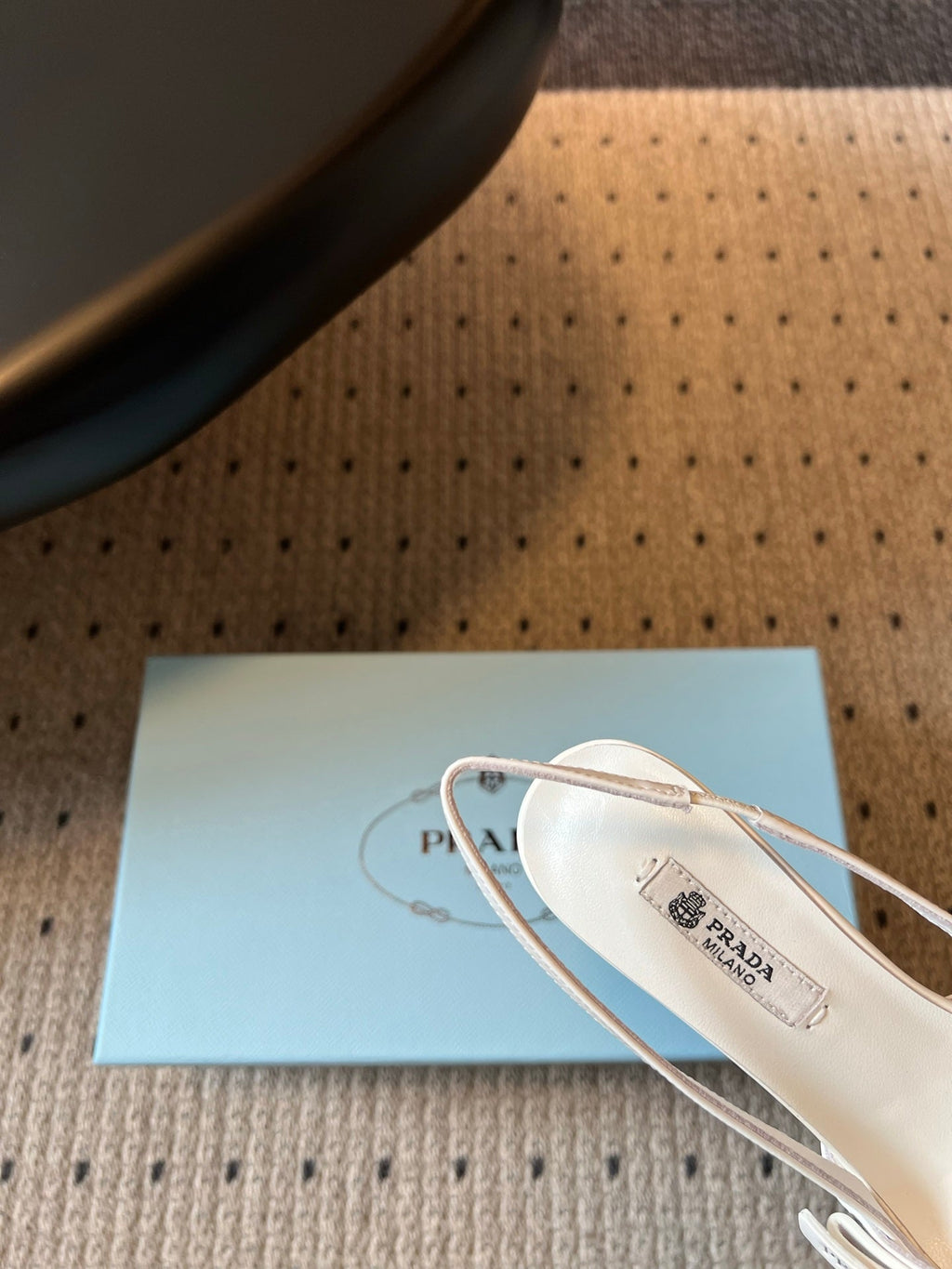 PRADA 26S BOW DETAIL SLINGBACK PUMPS 75MM IN WHITE PATENT CALFSKIN