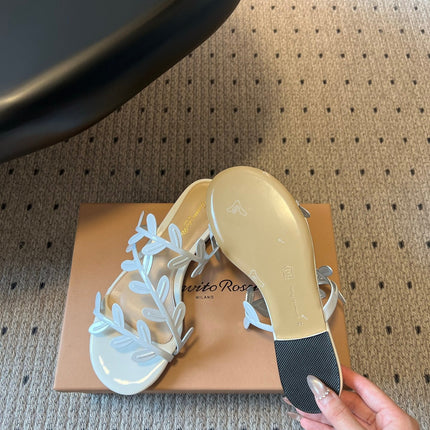 GIANVITO ROSSI 26S SANDALS IN WHITE LAMBSKIN