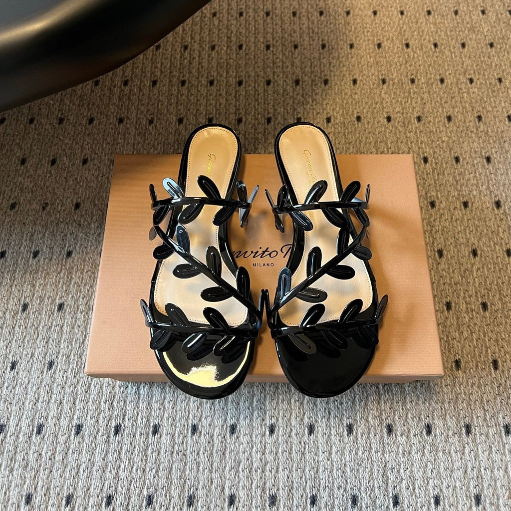 GIANVITO ROSSI 26S SANDALS IN BLACK LAMBSKIN