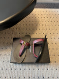 YSL 26S THONG SANDALS IN DARK RED AND BLACK SHINY CALFSKIN