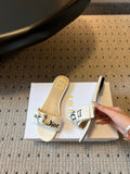 DIOR 26S DWAY SLIDE IN WHITE FABRIC AND LAMBSKIN