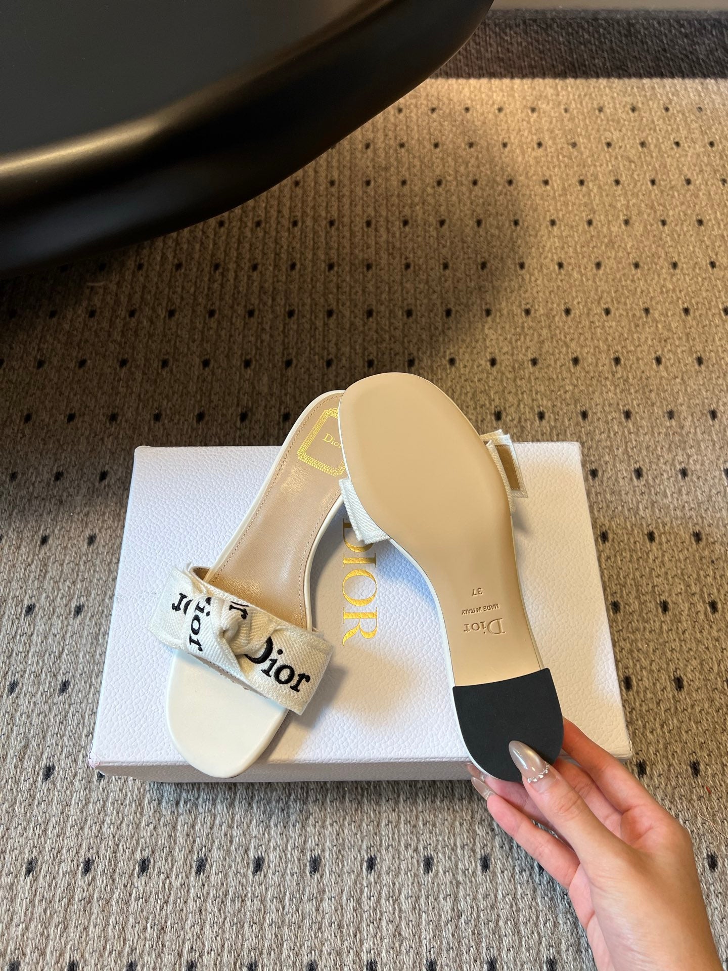 DIOR 26S HIGH-HEEL SANDALS 40 MM IN WHITE FABRIC AND LAMBSKIN