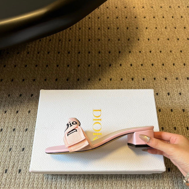 DIOR 26S HIGH-HEEL SANDALS 40 MM IN PINK FABRIC AND LAMBSKIN