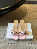 DIOR 26S HIGH-HEEL SANDALS 40 MM IN PINK FABRIC AND LAMBSKIN