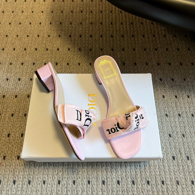 DIOR 26S HIGH-HEEL SANDALS 40 MM IN PINK FABRIC AND LAMBSKIN