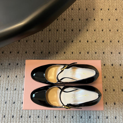 GIANVITO ROSSI 26S MARY JANE HEELS 85 MM IN BLACK PATENT CALFSKIN