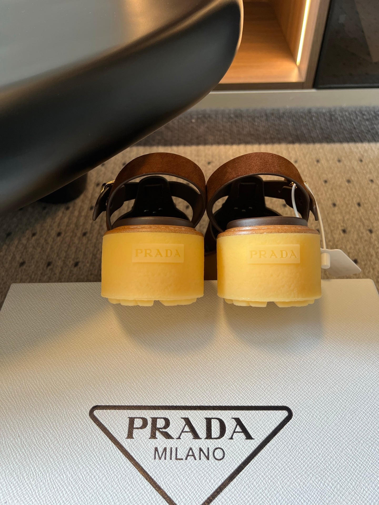 PRADA 26S FISHERMAN SANDALS 55MM IN BROWN SUEDE