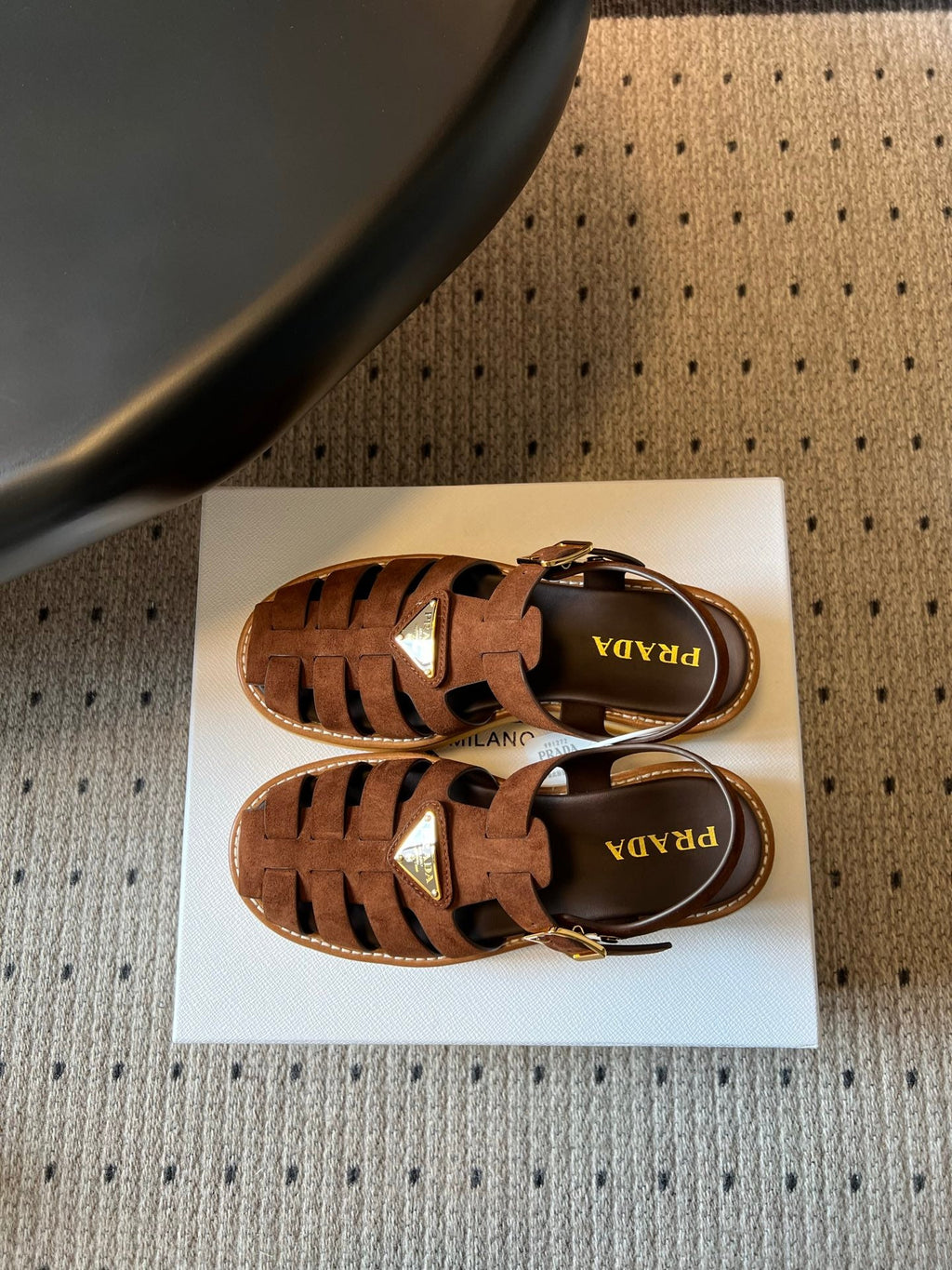 PRADA 26S FISHERMAN SANDALS 55MM IN BROWN SUEDE