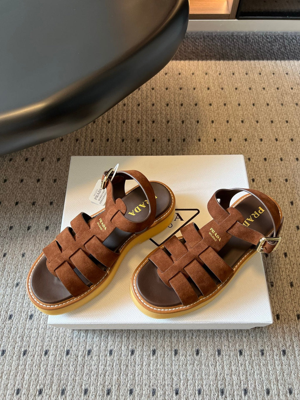 PRADA 26S SANDALS 55MM IN BROWN SUEDE