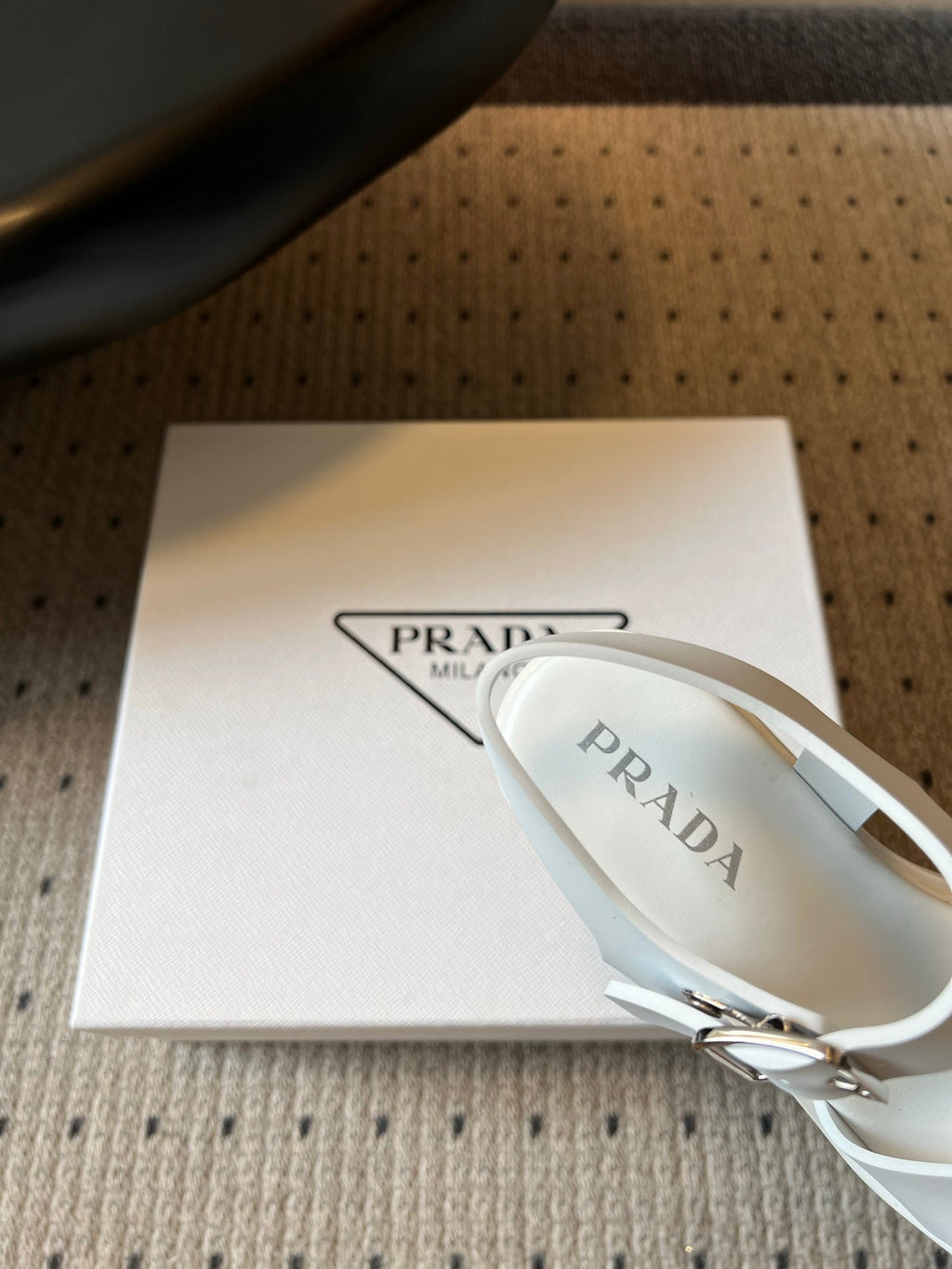 PRADA 26S BLOCK HEEL SANDALS 85MM IN WHITE EVA FOAM