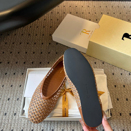 THE ROW 26S BALLET FLATS IN BROWN MESH