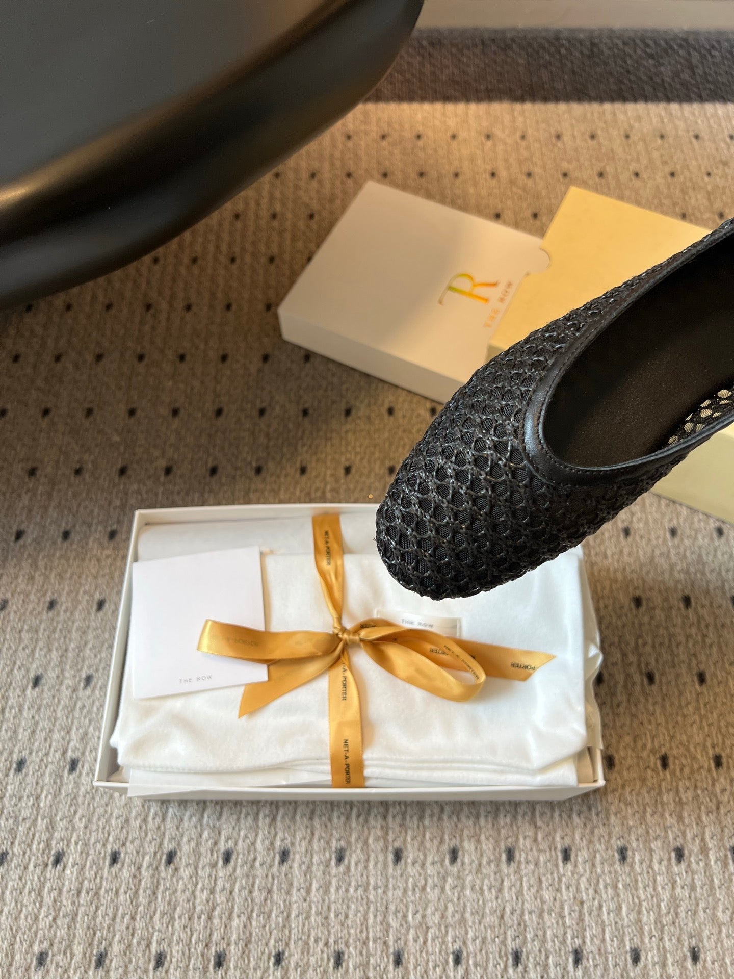 THE ROW 26S BALLET FLATS IN BLACK MESH