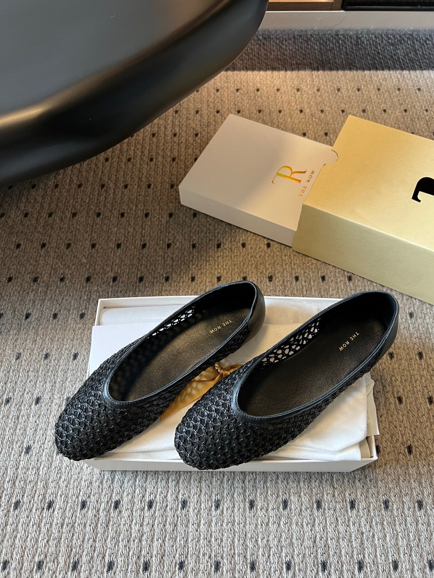 THE ROW 26S BALLET FLATS IN BLACK MESH