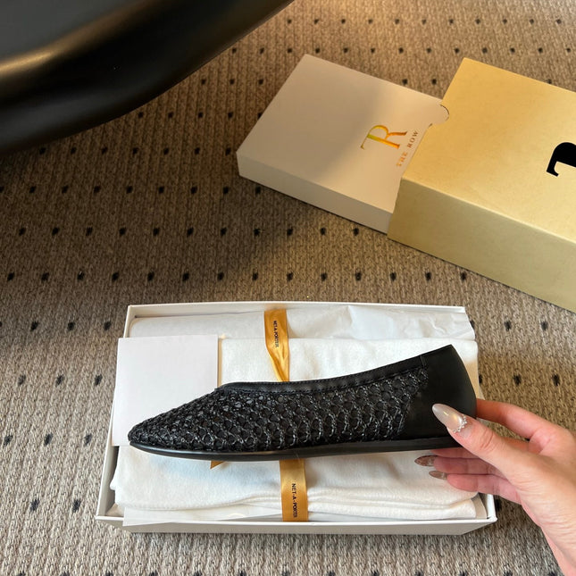 THE ROW 26S BALLET FLATS IN BLACK MESH