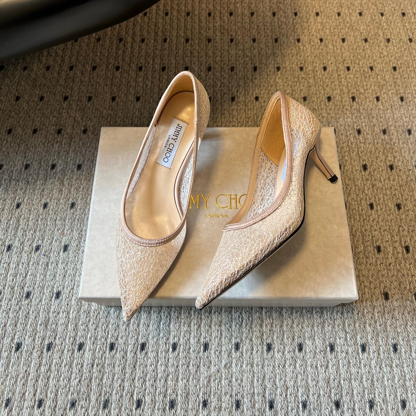 JIMMY CHOO 26S HIGH HEELS 60 MM IN NUDE MESH