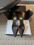 YSL 26S HEELED SLINGBACKS 60 MM IN BLACK SATIN