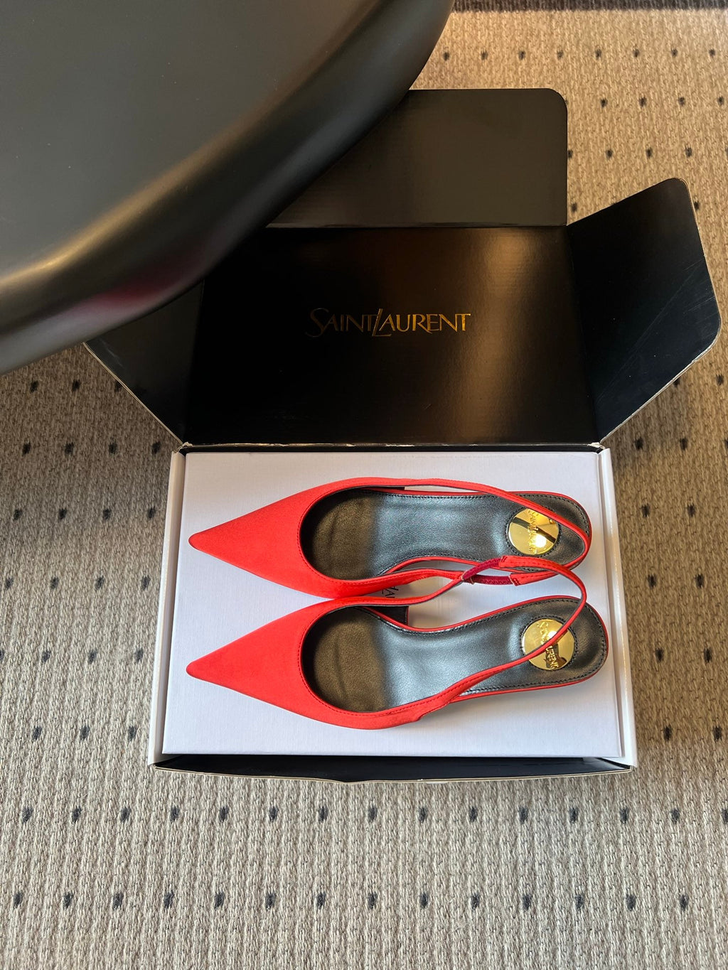YSL 26S HEELED SLINGBACKS 60 MM IN RED SATIN