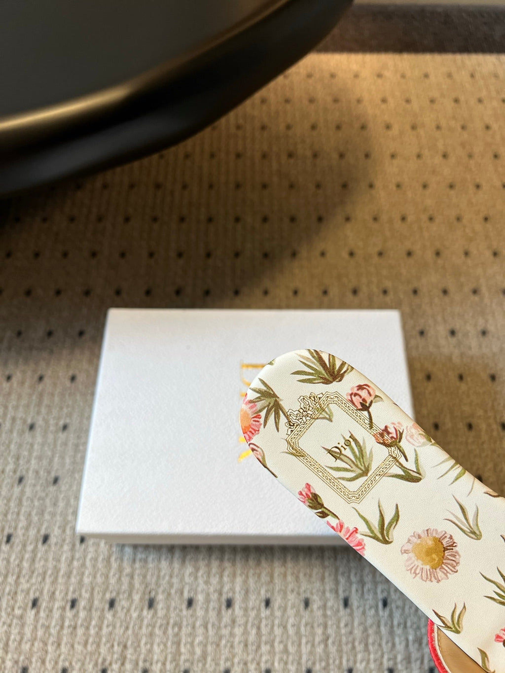DIOR 26S SLIDES DWAY IN PINK RED EMBROIDERED CANVAS WITH LOGO & FLORAL PRINT FOOTBED
