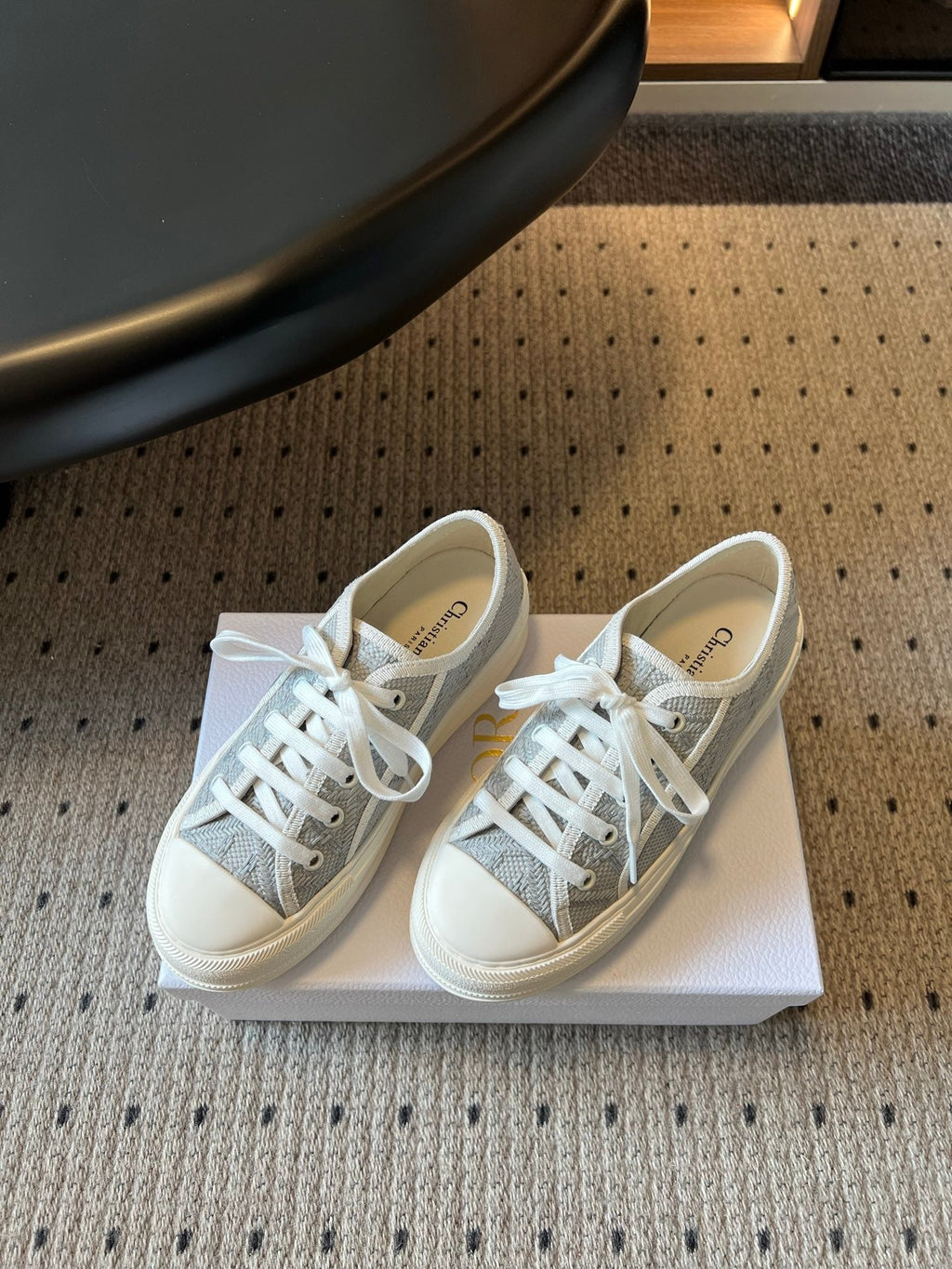 DIOR 26S LOW-TOP SNEAKER 50MM IN BLUE GREY OBLIQUE EMBROIDERED CANVAS