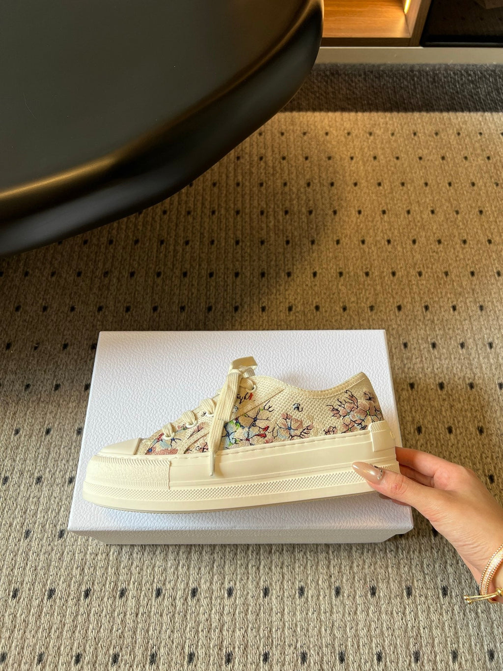 DIOR 26S LOW-TOP SNEAKER 50MM IN BEIGE EMBROIDERED CANVAS