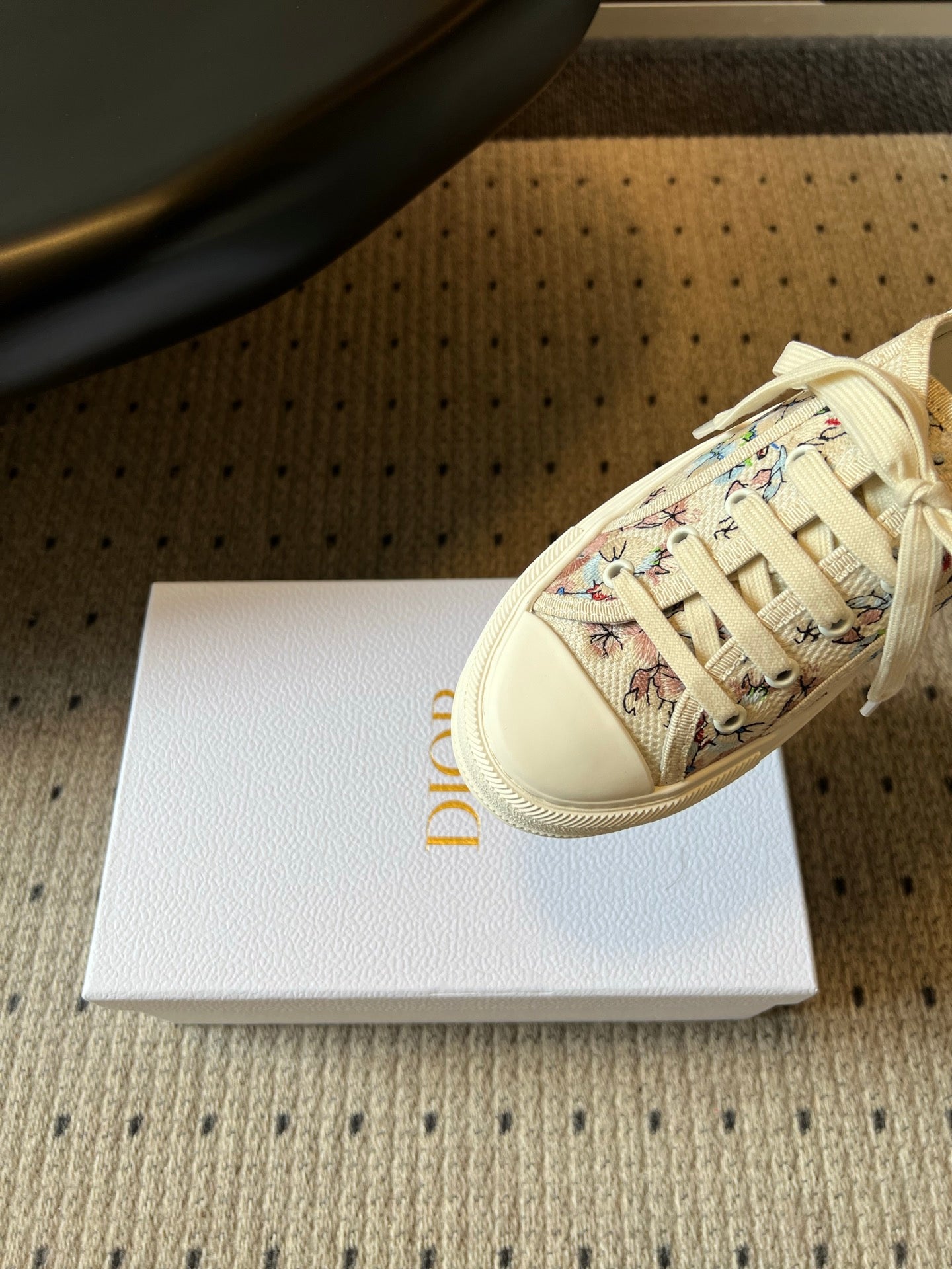 DIOR 26S LOW-TOP SNEAKER 50MM IN BEIGE EMBROIDERED CANVAS