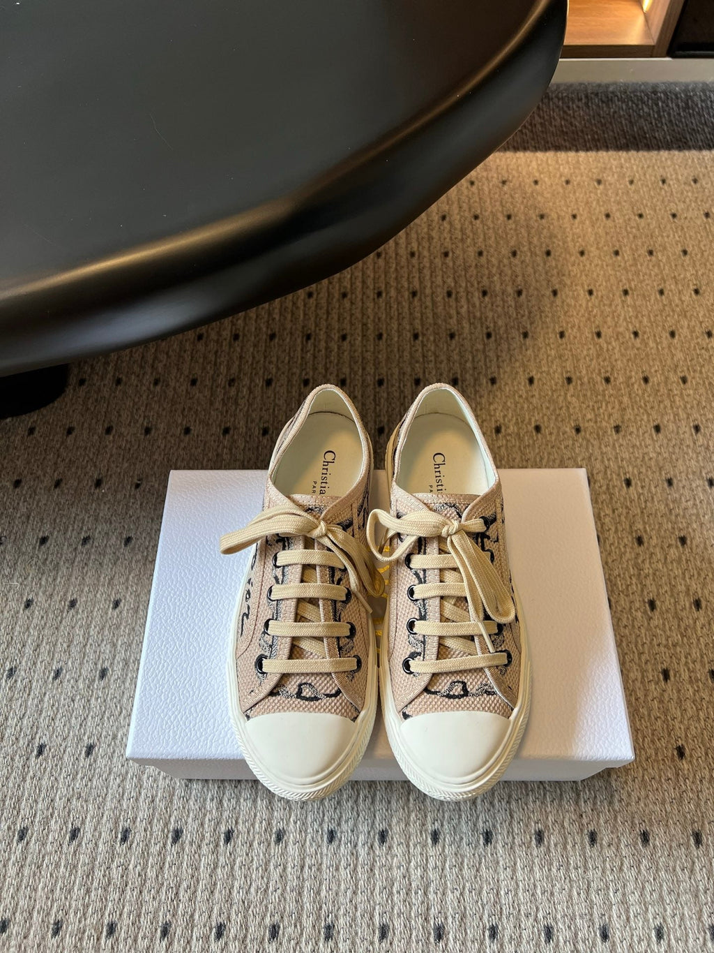 DIOR 26S LOW-TOP SNEAKER 35MM IN DARK BEIGE EMBROIDERED CANVAS