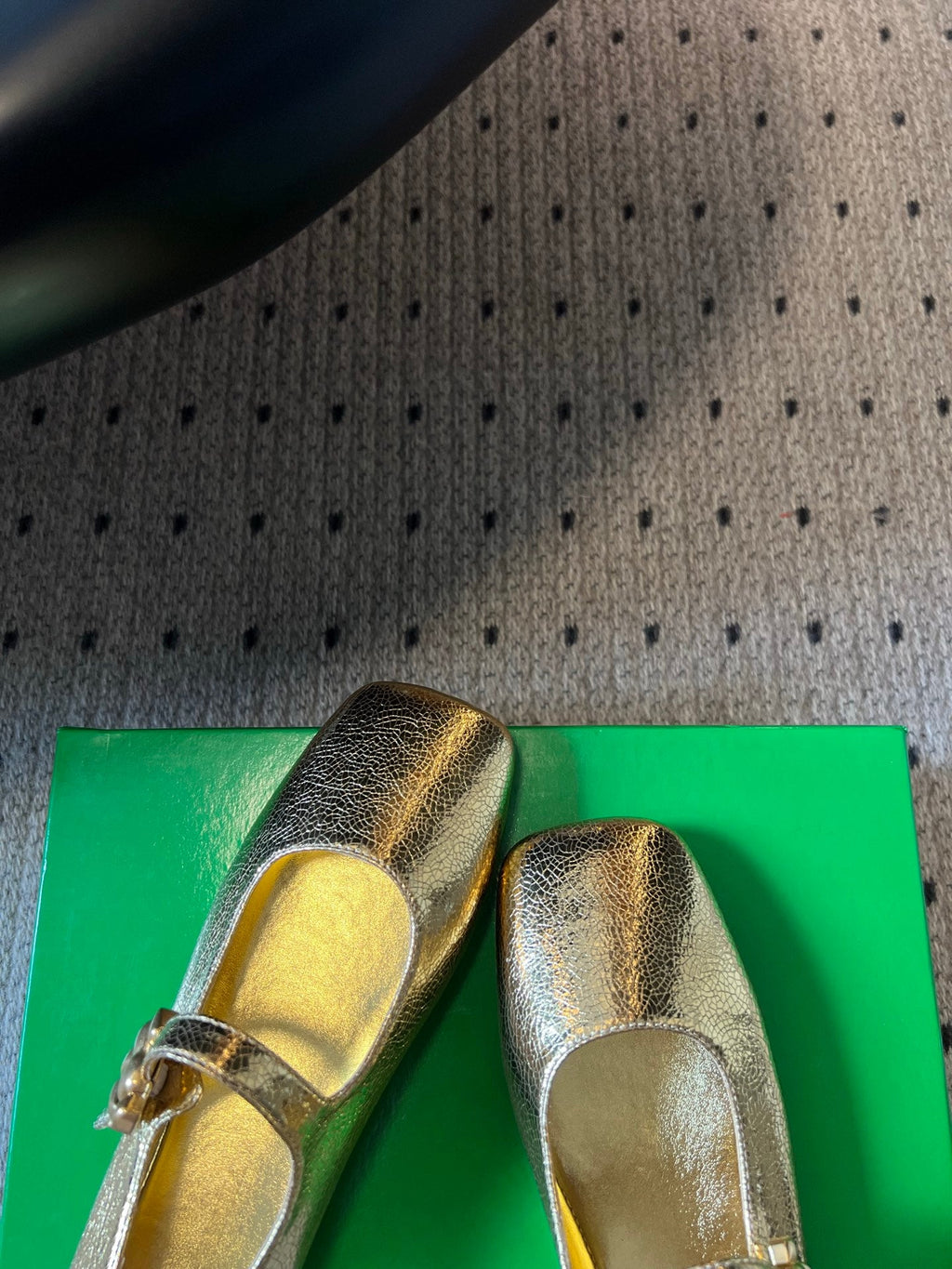 BOTTEGA VENETA 26S MARY JANE FLATS IN GOLD LAMBSKIN WITH GOLD HARDWARE