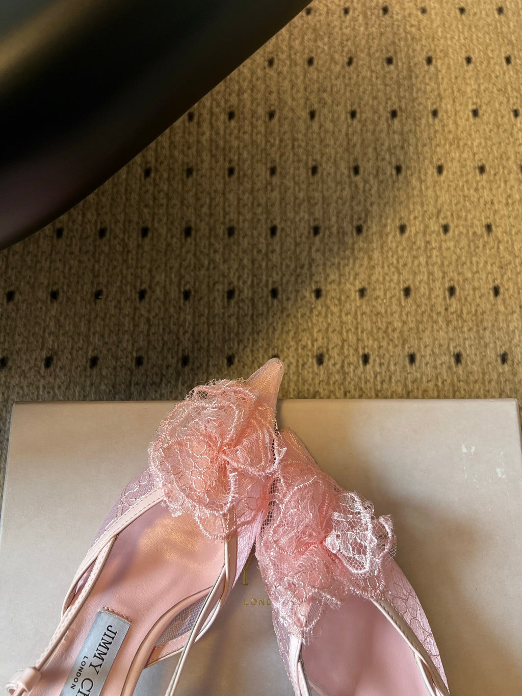 JIMMY CHOO 26S HEELED SLINGSBACKS 50 MM IN BALLET PINK LACE AND CALFSKIN