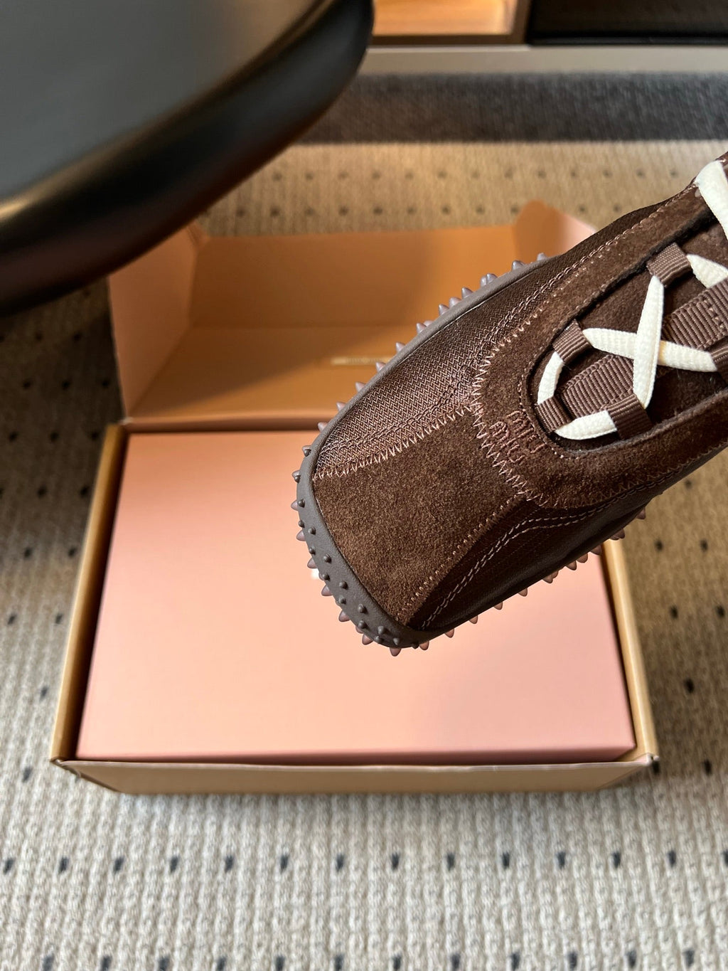 MIUMIU 26S SNEAKERS IN DARK BROWN SUEDE