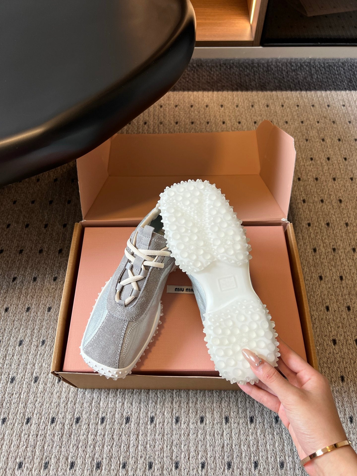 MIUMIU 26S SNEAKERS IN GREY SUEDE