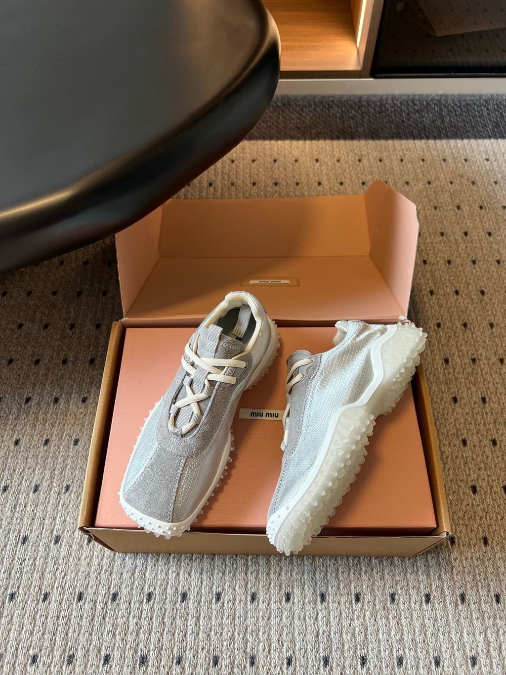 MIUMIU 26S SNEAKERS IN GREY SUEDE