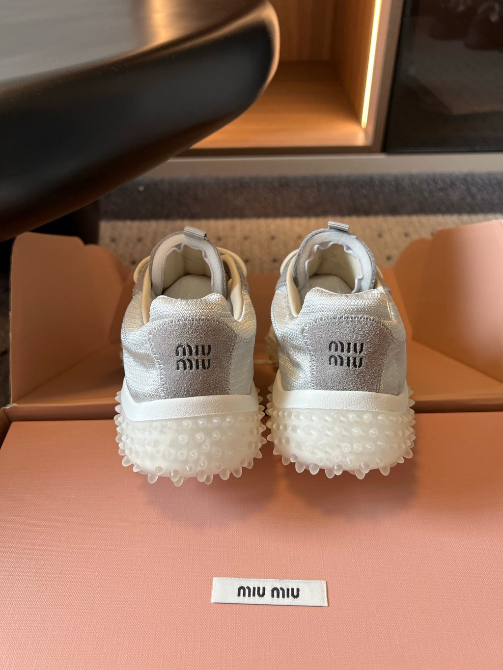 MIUMIU 26S SNEAKERS IN GREY SUEDE