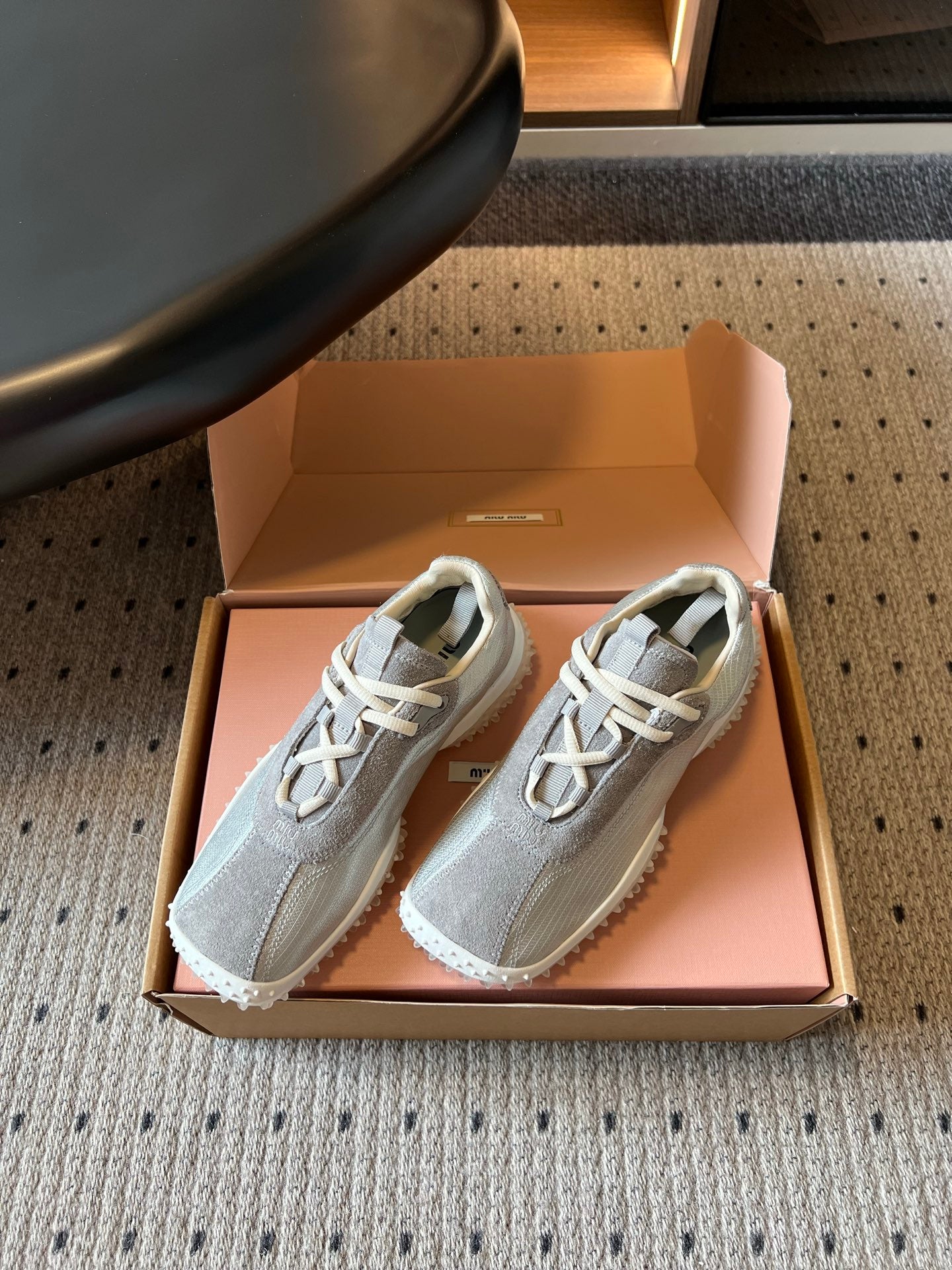 MIUMIU 26S SNEAKERS IN GREY SUEDE